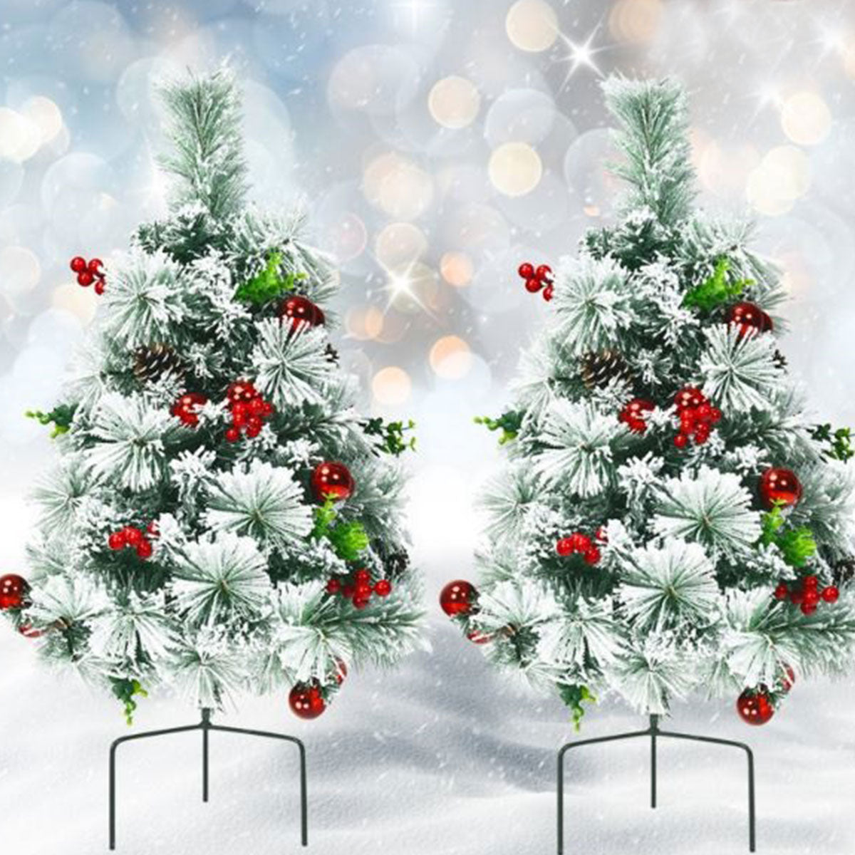 208728-z1.jpg 2-Ft. Cordless Pre-Lit Walkway Trees (Set of 2) - Image 1